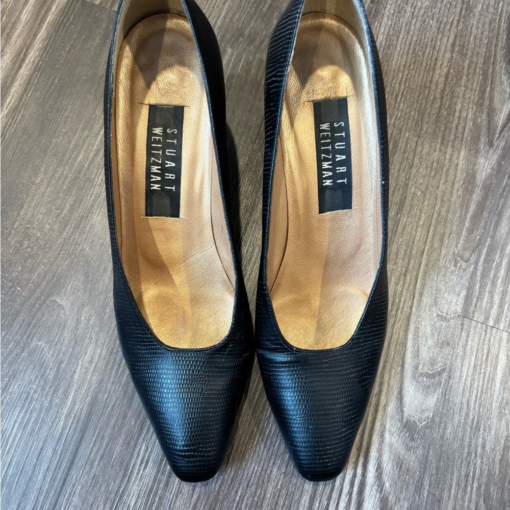 Vintage Stuart Weitzman Black Textured Heels